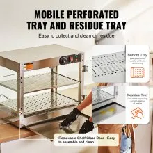 Vitrina para pizza con luz para mostrador con calentador de alimentos comercial de 2 niveles VEVOR