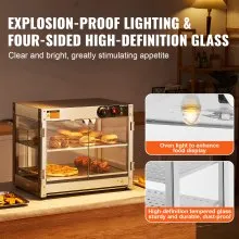 Vitrina para pizza con luz para mostrador con calentador de alimentos comercial de 2 niveles VEVOR