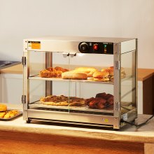 VEVOR 2-Tier Commercial Food Warmer Display Countertop Pizza Cabinet with Light