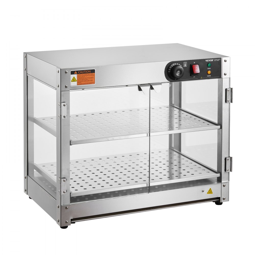 VEVOR 2-Tier Commercial Food Warmer Display, 800W Food Display Warmer with Light to Enhance Food Display, 30℃~85℃ Temperature Control, 58L Large Capacity for Hamburger, Pizza, Bread, Fried Chicken