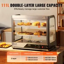 Vitrina para pizza con encimera y calentador de alimentos comercial de 2 niveles VEVOR con pinzas