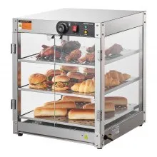 Vitrina para pizza con luz para mostrador con calentador de alimentos comercial de 3 niveles VEVOR