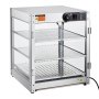VEVOR 3-Tier Commercial Food Warmer Display, 800W Food Display Warmer with Light to Enhance Food Display, 30℃~85℃ Temperature Control, 90L Large Capacity for Hamburger, Pizza, Bread, Fried Chicken