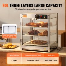 VEVOR 3-Tier Commercial Food Warmer Display Countertop Pizza Cabinet with Light