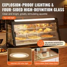 Vitrina para pizza con luz para mostrador con calentador de alimentos comercial de 3 niveles VEVOR