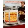 VEVOR 3-Tier Commercial Food Warmer Display, 800W Food Display Warmer with LED Light, Adjustable Shelf and Stainless Steel Frame, 86℉~185℉ Air Heating, 34L for Hamburger, Pizza, Bread, Fried Chicken