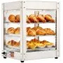 VEVOR 3-Tier Commercial Food Warmer Display, 800W Food Display Warmer with LED Light, Adjustable Shelf and Stainless Steel Frame, 86℉~185℉ Air Heating, 34L for Hamburger, Pizza, Bread, Fried Chicken