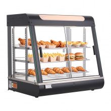 VEVOR 3-Tier Commercial Food Warmer Display, 1200W Food Display Warmer with LED Light, Top Storage and Adjustable Shelves, 86℉~185℉ Steam Heating, 106Qt/100L for Hamburger, Pizza, Bread, Fried Chicken