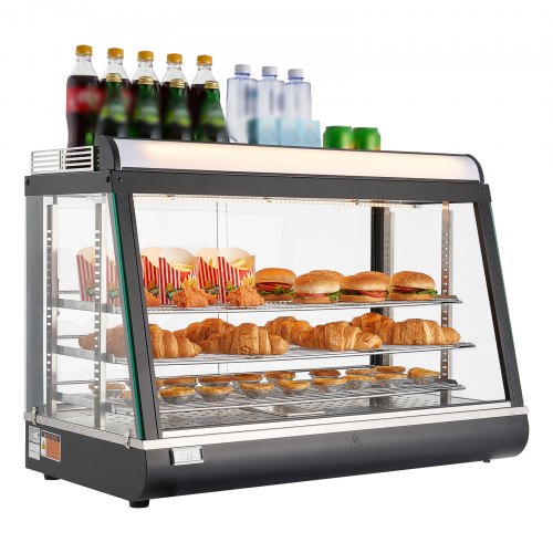 Vitrine Chauffante Commerciale VEVOR 3 Niveaux - 1000W, Présentoir à Nourriture éclairé