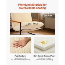 VEVOR Accent Chair, Metal Framed Chair with Wooden Armrests, Modern Cozy Upholstered Armchair, with Soft Foam Cushioning, Detachable Cushion, for Living Room, Bedroom, Reading Room, Office, Beige