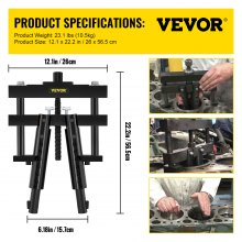 VEVOR Cylinder Liner Puller, Fit for 3.7-6.2" Bore, Universal Liner Puller with Adjustable Spring Loaded Feet, Works on Heavy Duty Diesel Engines Wet Liners, Carbon Steel Puller Tool for Auto Repair