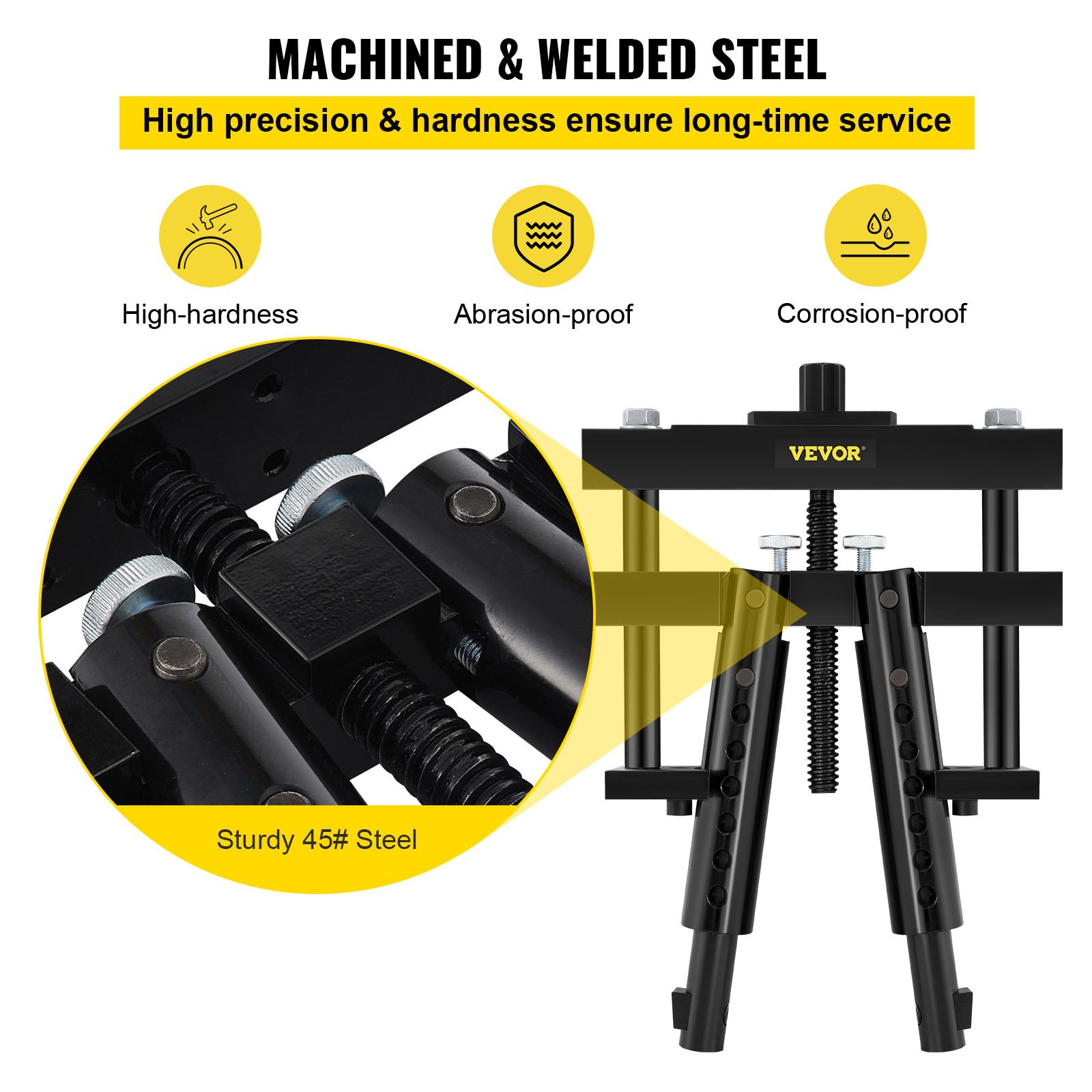 VEVOR cylinder liner puller with machined, welded steel ensuring abrasion and corrosion proof.