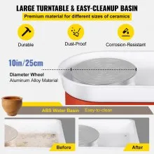 VEVOR Pottery Wheel 25cm Pottery Forming Machine 350W Electric Pottery Wheel DIY Clay Tool with Tray for Ceramic Work Ceramics Clay (25cm)