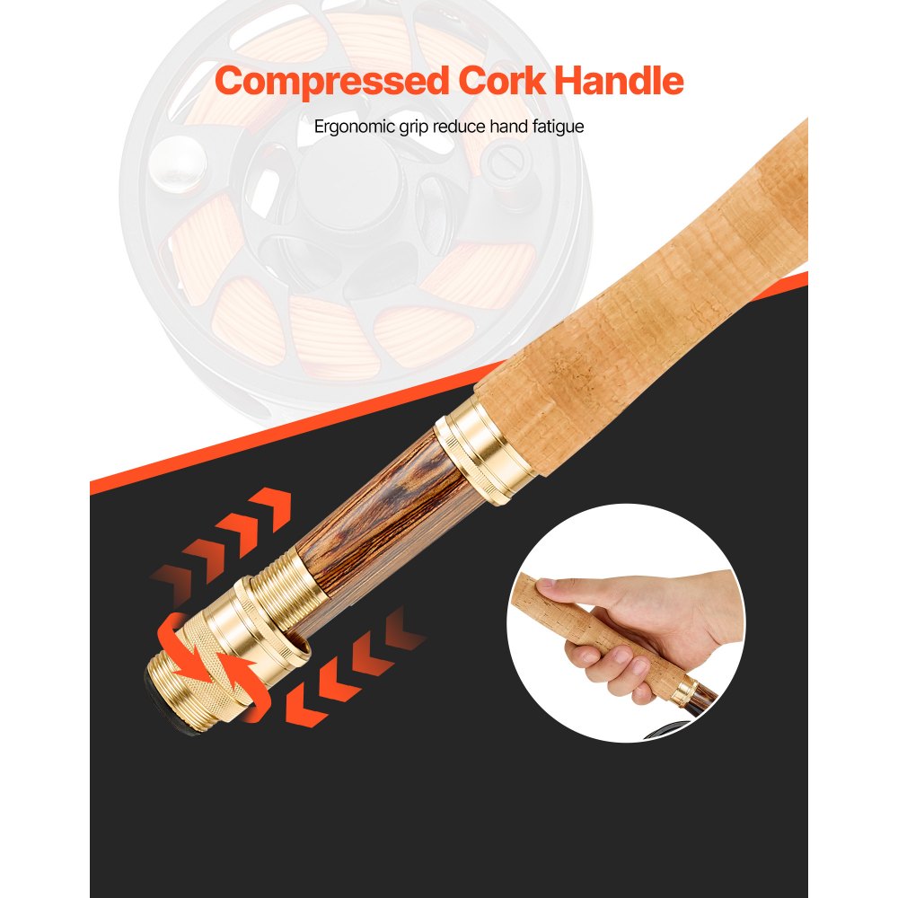 VEVOR Fly Fishing Combo Kit, IM7 Carbon Fly Fishing Rod and Reel Combo, Starter Fly Rod and Reel Outfit with Rod Bag, Tackle Box, 6 Short-Tail & 4 Long-Tail Fly Hooks, for Travel, Holiday Choice