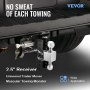 VEVOR Adjustable Trailer Hitch, 6\" Rise & Drop Hitch Ball Mount 2.5\" Receiver Solid Tube 22,000 LBS Rating, 2 and 2-5/16 Inch Stainless Steel Balls with Key Lock, for Automotive Trucks Trailers Towing