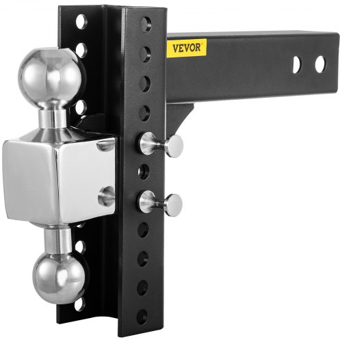 VEVOR Adjustable Trailer Hitch, 8" Rise & Drop Hitch Ball Mount 2.5" Receiver Solid Tube 22,000 LBS Rating, 2 and 2-5/16 Inch Stainless Steel Balls w/ Key Lock, for Automotive Trucks Trailers Towing