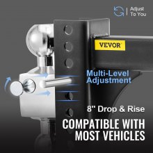 VEVOR Adjustable Trailer Hitch, 8" Rise & Drop Hitch Ball Mount 2.5" Receiver  22,000 LBS Rating, 2 and 2-5/16 Inch Stainless Steel Balls w/ Key Lock, for Automotive Trucks Trailers Towing