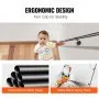 VEVOR Pipe Stair Handrail, 304.8 cm Staircase Handrail, 199.6 kg Load Capacity Carbon Steel Pipe Handrail, Industrial Pipe Handrail with Wall Mount Support, Round Corner Wall Handrailing for Indoor, Outdoor