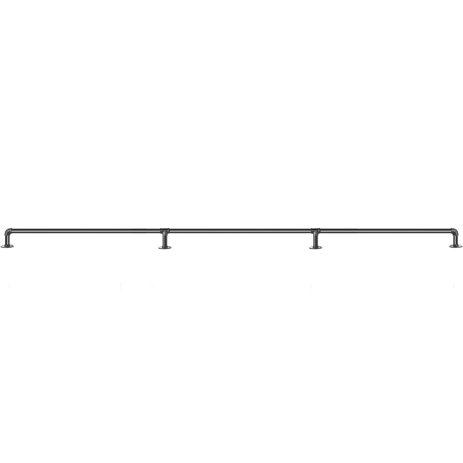 VEVOR Pipe Stair Handrail, 304.8 cm Staircase Handrail, 199.6 kg Load Capacity Carbon Steel Pipe Handrail, Industrial Pipe Handrail with Wall Mount Support, Round Corner Wall Handrailing for Indoor, Outdoor