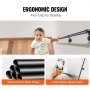 ergonomic design VEVOR pipe stair handrail; solid carbon steel pipes, matte black spray paint.