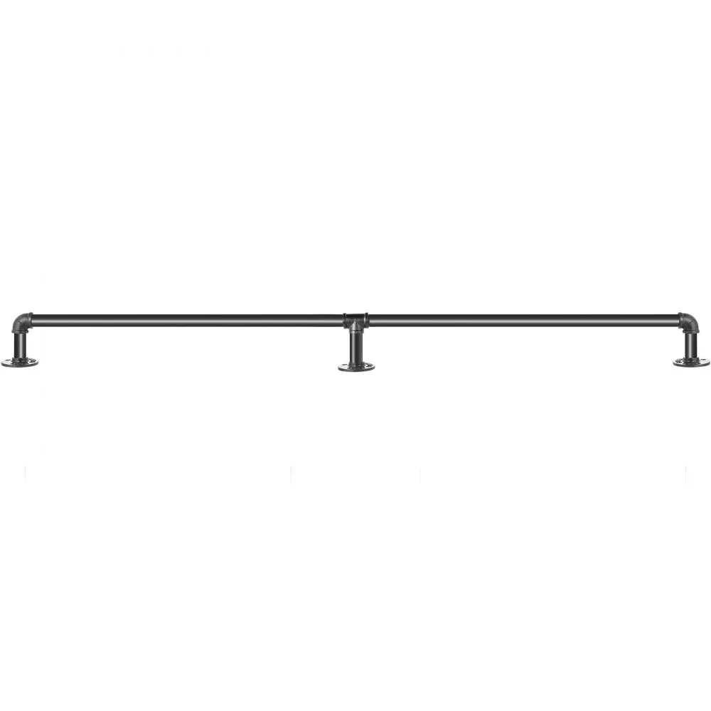 VEVOR pipe stair handrail, black metal with three mounting brackets.