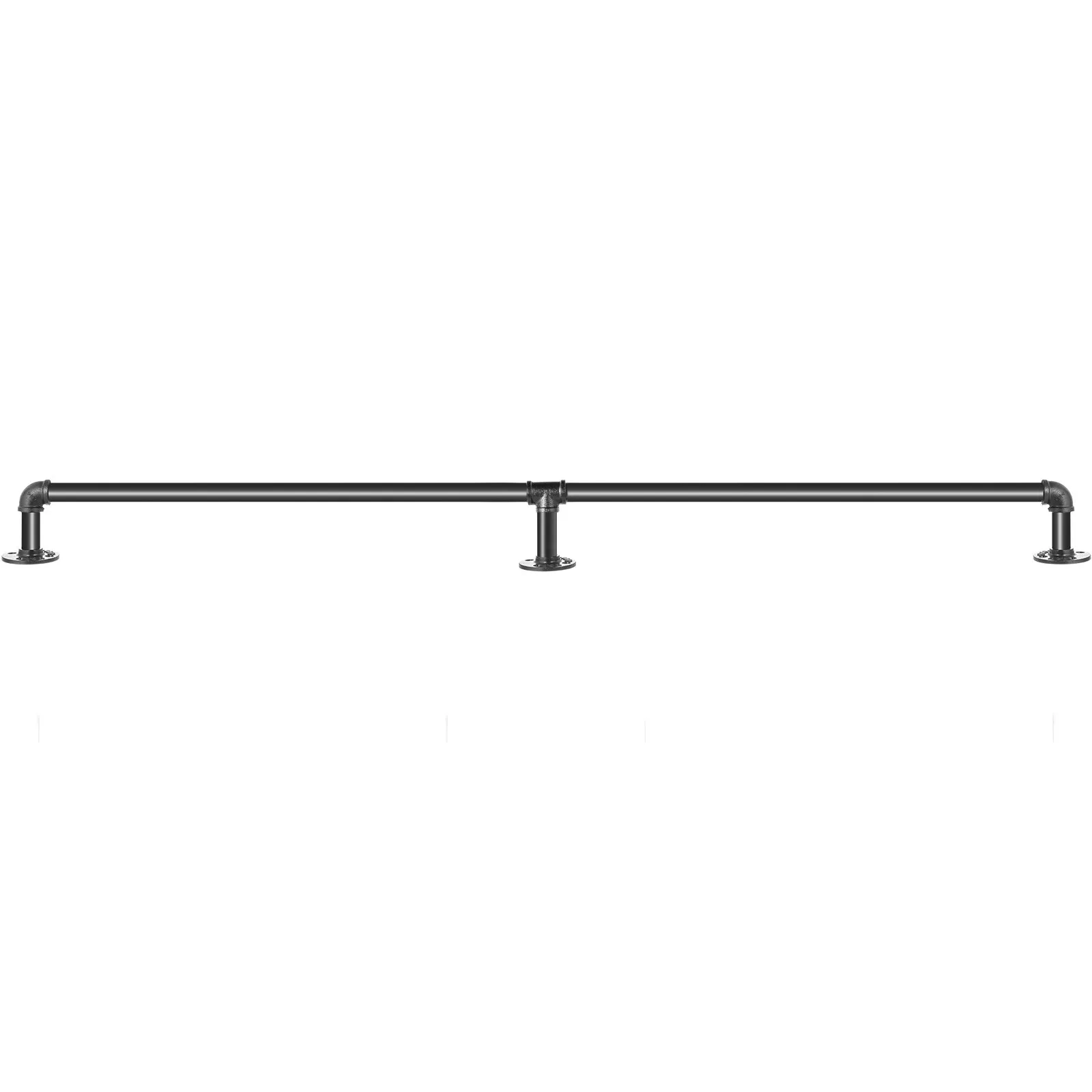 VEVOR pipe stair handrail, black metal with three mounting brackets.