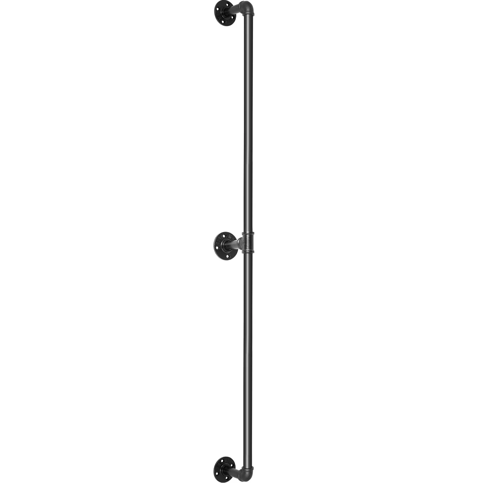 black VEVOR pipe stair handrail with wall mounting brackets.