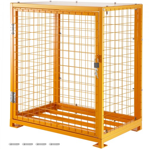 VEVOR Cylinder Storage Cabinet for Two 50lbs/23kg Cylinders, Vertical Cylinder Storage Cage 31inch Length, 20.5inch Width, 34inch Height, Steel Gas Cylinder Cabinet for Storage and Protection