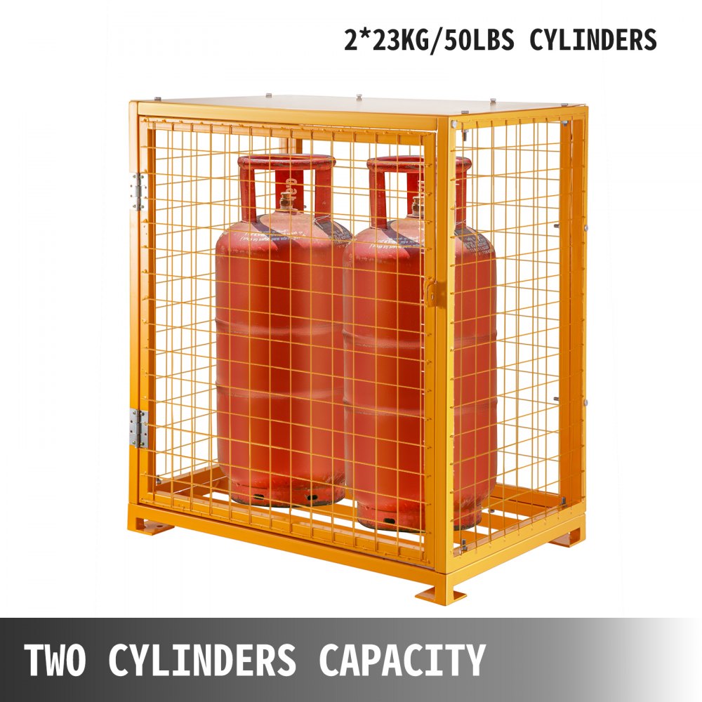 VEVOR Cylinder Storage Cabinet for Two 50lbs/23kg Cylinders, Vertical Cylinder Storage Cage 31inch Length, 20.5inch Width, 34inch Height, Steel Gas Cylinder Cabinet for Storage and Protection