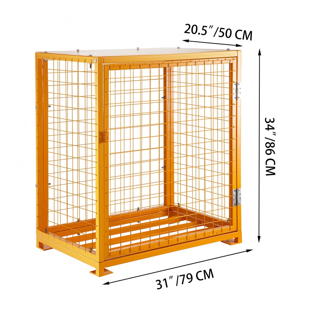 VEVOR Cylinder Storage Cabinet for Two 50lbs/23kg Cylinders, Vertical Cylinder Storage Cage 31inch Length, 20.5inch Width, 34inch Height, Steel Gas Cylinder Cabinet for Storage and Protection