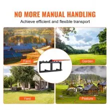 VEVOR 49" Hay Spear, Bale Spears 1600lbs Loading Capacity, Skid Steer Loader Tractor Attachment with 2pcs 17.5" Stabilizer Spears, Quick Attach Spike Forks