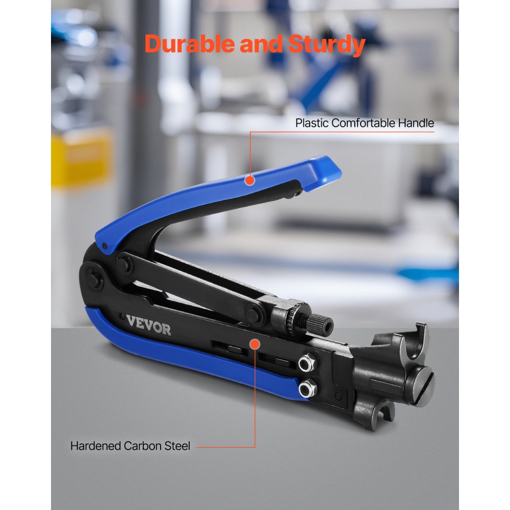 VEVOR Coax Cable Crimper Kit, Coaxial Cable Compression Kit with a Crimping Tool, a Wire Stripper, and 30PCS F-Type RG6 Connector, Compatible with RG6, RG59, RG11 Coax Cable, Lightweight & Portable