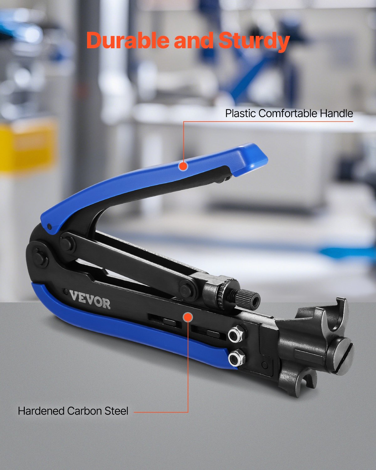 VEVOR Coax Cable Crimper Kit, Coaxial Cable Compression Kit with a Crimping Tool, a Wire Stripper, and 30PCS F-Type RG6 Connector, Compatible with RG6, RG59, RG11 Coax Cable, Lightweight & Portable