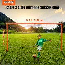 VEVOR Portable Soccer Goal, 12,4x6,4 fot Voksne Barn Bakgård Fotballnett, Stort treningsfotballnett, stålfiberstruktur Treningsfotballmålsett, Utendørs Fotballmål for all slags vær med bæreveske