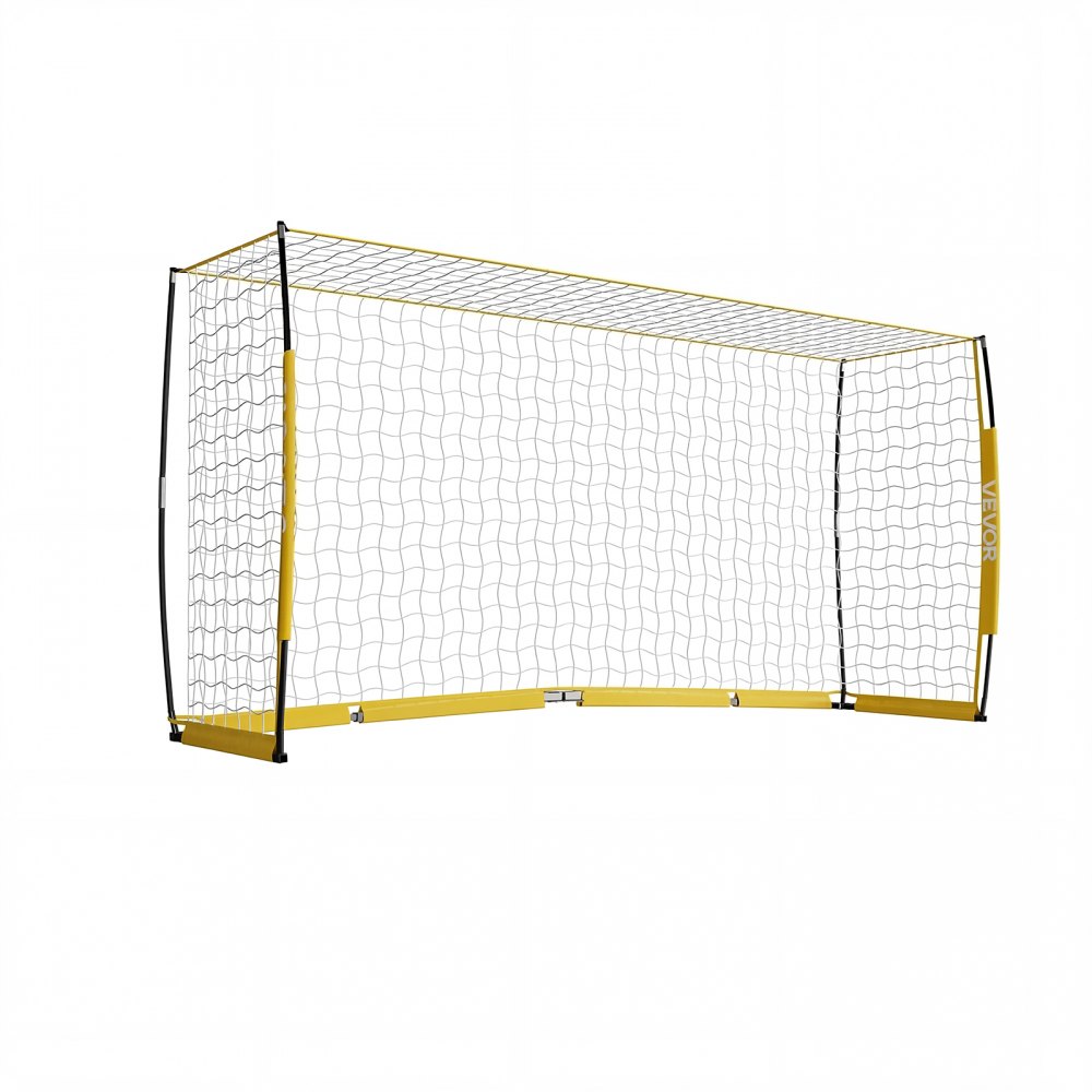 VEVOR Soccer Goal 3.6 x 1.8 m Soccer Net for Backyard Collapsible Base Yellow, Portable & Quick Setup, with Metal Base, Carry Bag, Ground Stakes, for Youth & Adults Outdoor Backyard Practice Training