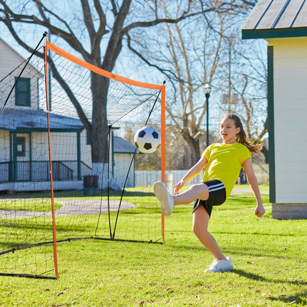 VEVOR Portable Soccer Goal, 12x6 ft Adults Kids Backyard Soccer Net, Large Practice Soccer Net, Steel Fiberglass Structure Training Goal Set, All-Weather Outdoor Soccer Goals with Carry Bag, Orange