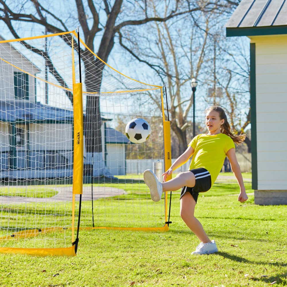 VEVOR Portable Soccer Goal, 12x6 ft Adults Kids Backyard Soccer Net, Large Practice Soccer Net, Steel Fiberglass Structure Training Goal Set, All-Weather Outdoor Soccer Goals with Carry Bag, Yellow
