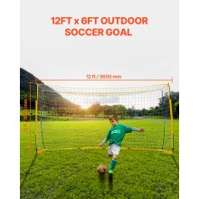 VEVOR 12x6 ft Portable Soccer Goal Kids Soccer Net Carry Bag Backyard Training