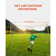 12x6 ft Portable Soccer Goal Kids Soccer Net Carry Bag Backyard Training Yellow