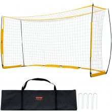 12x6 ft Portable Soccer Goal Kids Soccer Net Carry Bag Backyard Training Yellow