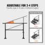 Rampe d'escalier extérieur VEVOR réglable pour 3-4 marches avec angle flexible de 50°.