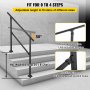 VEVOR Outdoor Stair Railing, Fits for 1-3 Steps Transitional Wrought Iron Handrail, Adjustable Exterior Stair Railing, Handrails for Concrete Steps with Installation Kit, Matte Black Outdoor Handrail