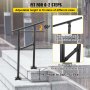 VEVOR Iron Handrail Stair Railing Hand Rail Kit Fit for 0-2 Step Outdoor Black