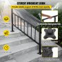 VEVOR Balustradă de scară exterioară, se potrivește pentru 1-4 trepte Balustradă de tranziție din fier forjat, Balustradă de scară exterioară reglabilă, Balustradă pentru trepte din beton cu kit de instalare, Balustradă de exterior neagră mat