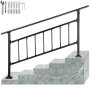 Venkovní zábradlí na schodiště VEVOR, vhodné pro přechodové kované zábradlí na 1-4 schody, nastavitelné venkovní zábradlí na schody, zábradlí pro betonové stupně s instalační sadou, matně černé venkovní zábradlí