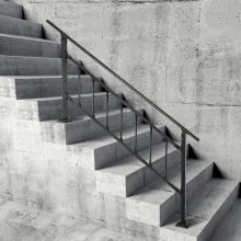 VEVOR Outdoor Stair Railing, Fits for 1-4 Steps Transitional Wrought Iron Handrail, Adjustable Exterior Stair Railing, Handrails for Concrete Steps with Installation Kit, Matte Black Outdoor Handrail