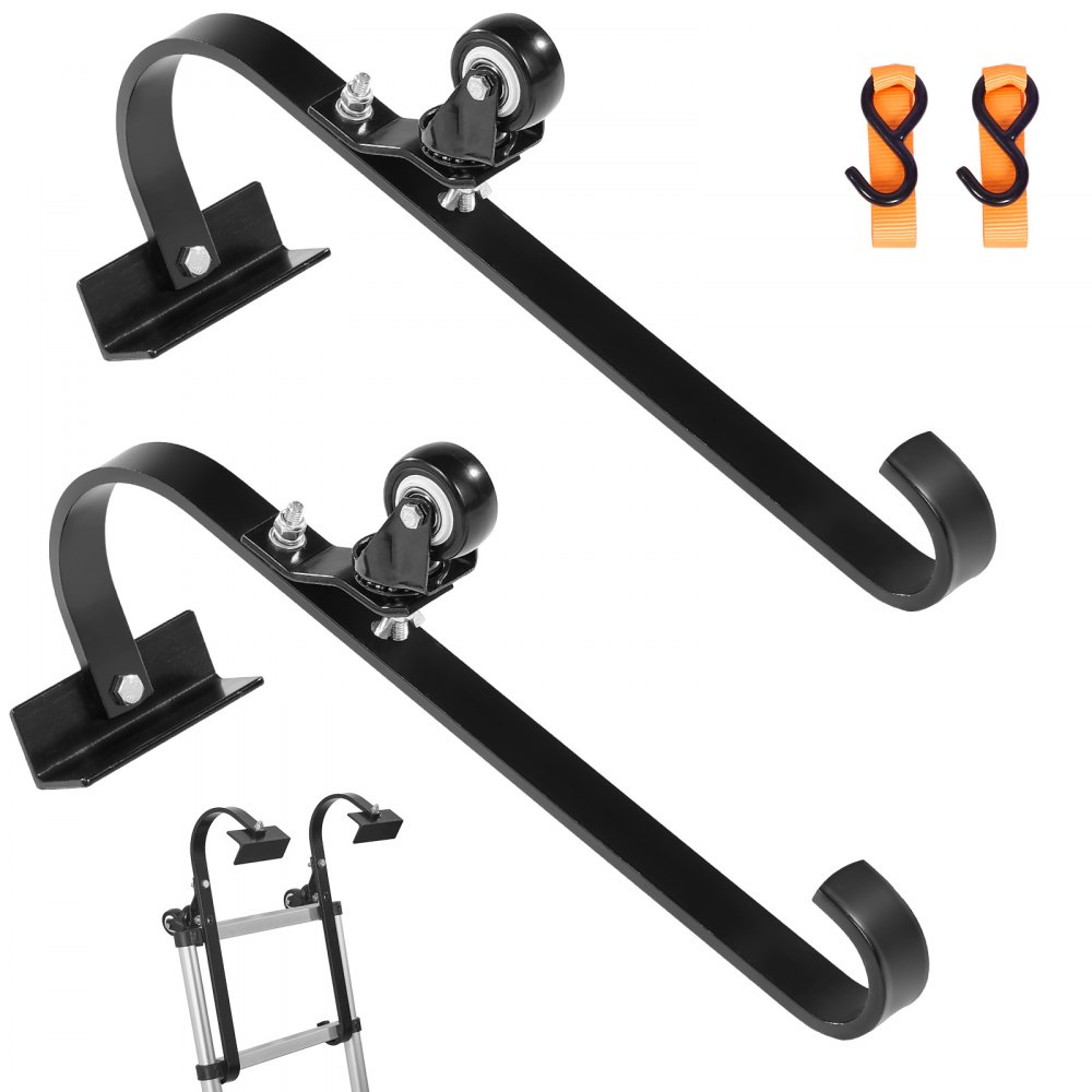 VEVOR Ladder Roof Hook Stabilizer 2 Pack with Fixed Wheel & Swivel Bar Steel