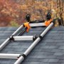 VEVOR Ladder Roof Hook, 2 Pack with Fixed Wheel & Swivel Bar, Wheel Heavy Duty Steel Ladder Stabilizer, Roof Ridge Extension for Damage Prevention, 600 lbs Weight Rating, Easy to Access Steep Roofs