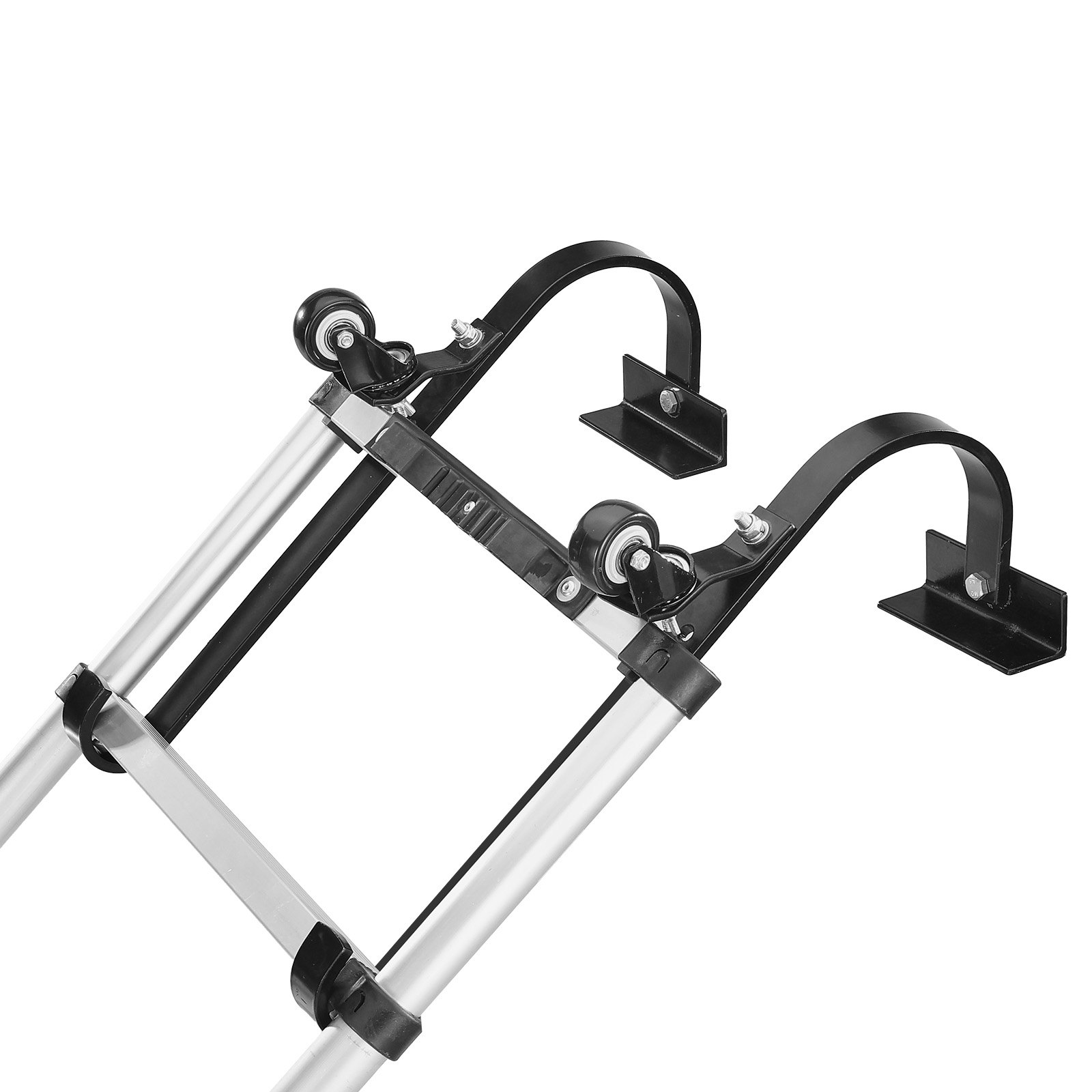VEVOR Ladder Roof Hook, 2 Pack with Fixed Wheel & Swivel Bar, Wheel Heavy Duty Steel Ladder Stabilizer, Roof Ridge Extension for Damage Prevention, 600 lbs Weight Rating, Easy to Access Steep Roofs