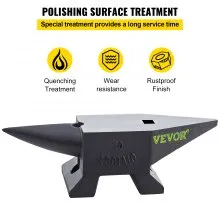 VEVOR Cast Steel Anvil, 22 Lbs(10kg) Single Horn Anvil with Large Countertop and Stable Base, High Hardness Rugged Round Horn Anvil Blacksmith, for Bending, Shaping